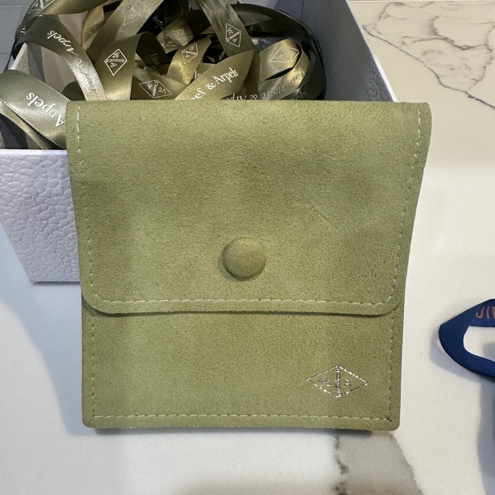 New Van Cleef & Arpels Green Suede Travel Pouch